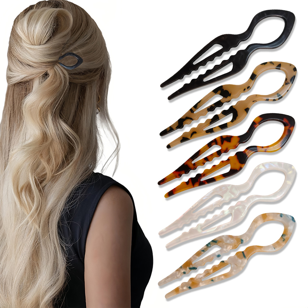 Women Accessories On Sale - U-vormige Haar Stokken Schildpad Acryl Antislip
