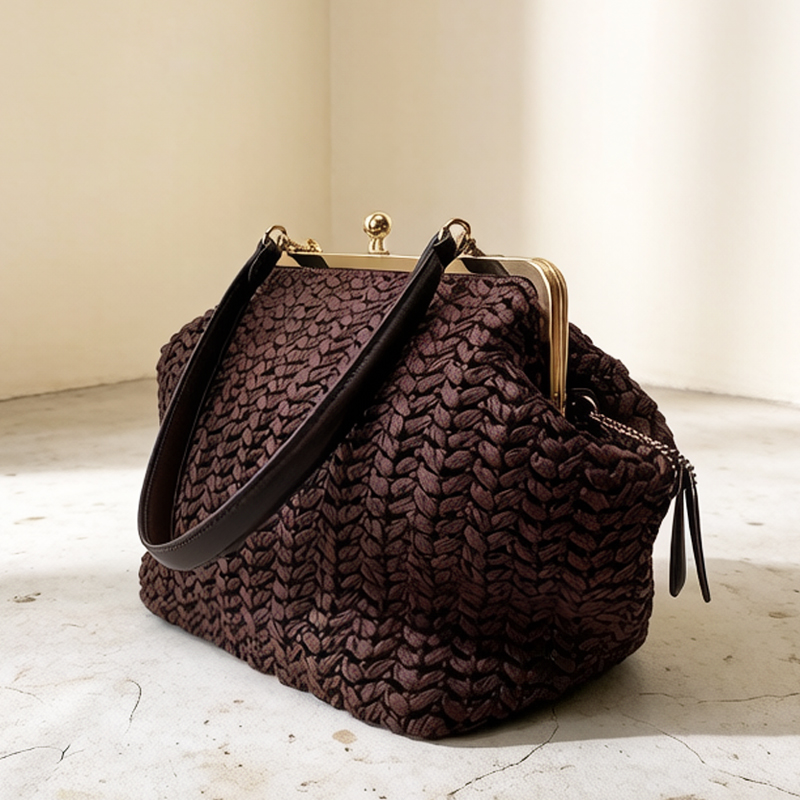 Women'S Accessories Purse - Handgeweven Kisslock Frame Schouder Raffia Strandtassen