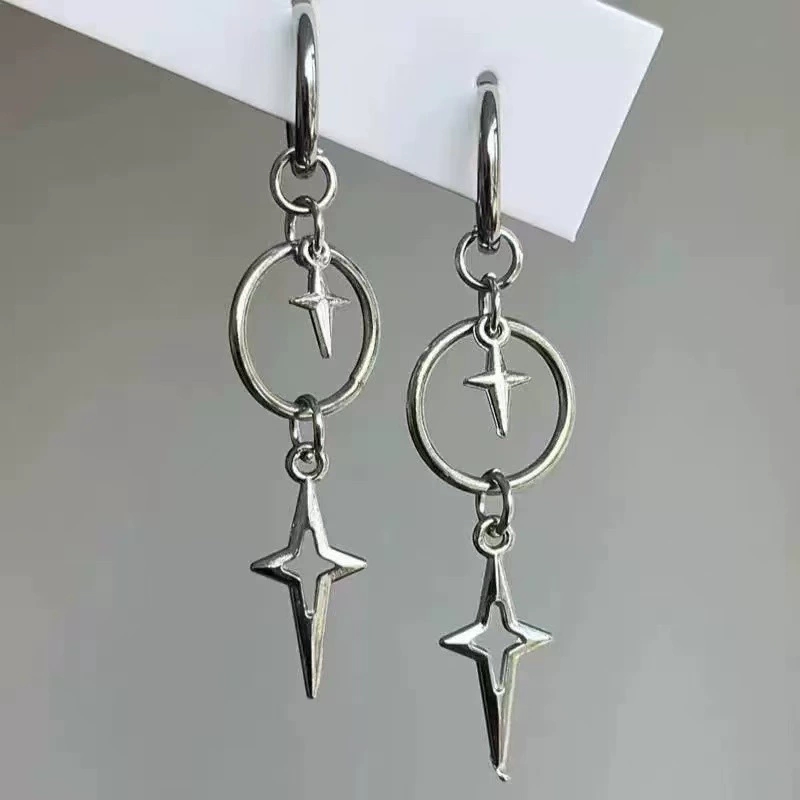 Women'S Emo Accessories - Gepersonaliseerde Punk Cross Star Hanger Oorbellen