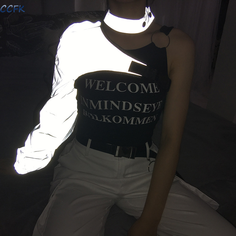 Women'S Emo Accessories - Y2k Esthetische Reflecterende Vrouwen Techwear Top