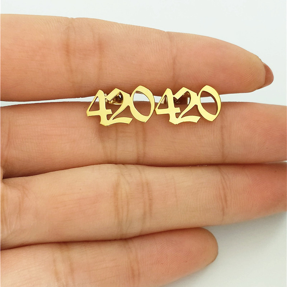 Women Accessories Name In English - Aangepaste oude Engelse nummer Stud Oorbellen