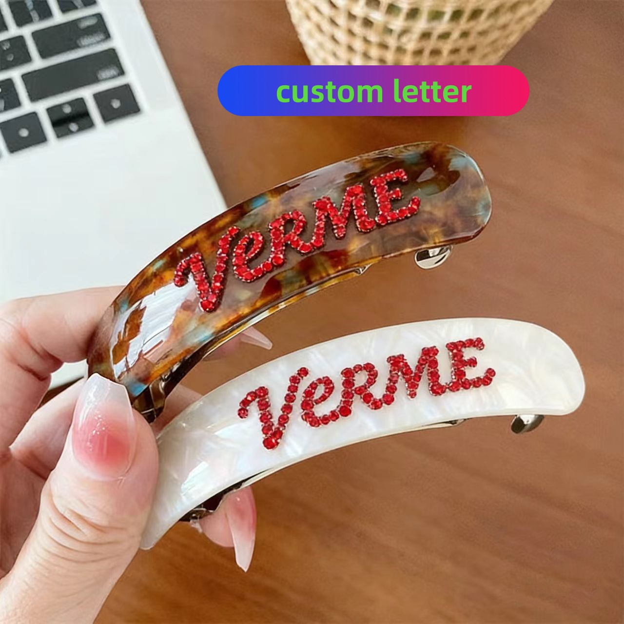 Women Accessories Name In English - Aangepaste Engelse naamletter Lenteclip Gepersonaliseerde elegante