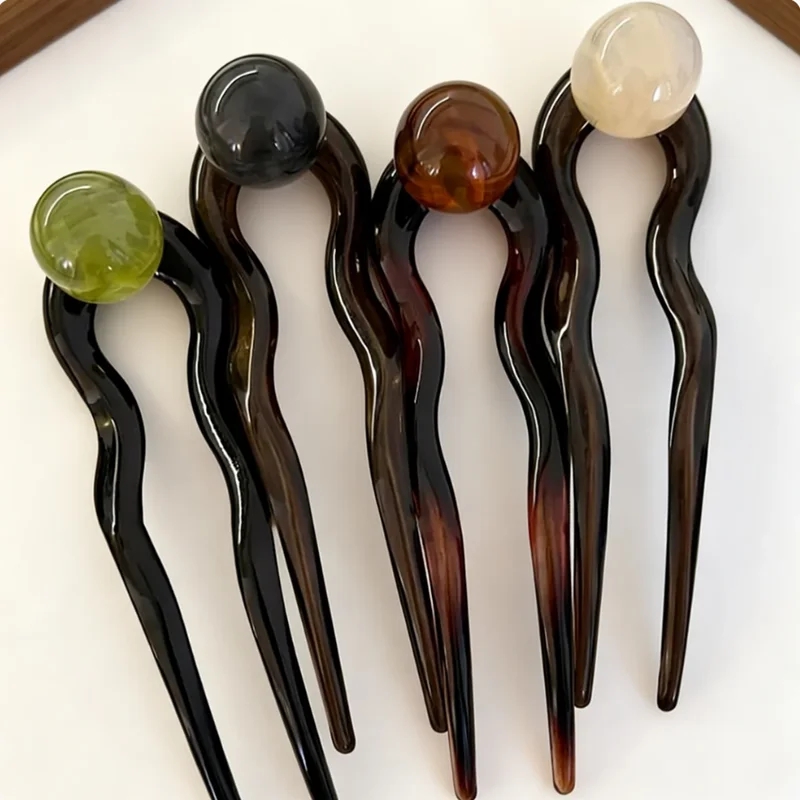 Hair Fork Stick - Mode gekleurde parel U-vormige haarstokjes haarspeld