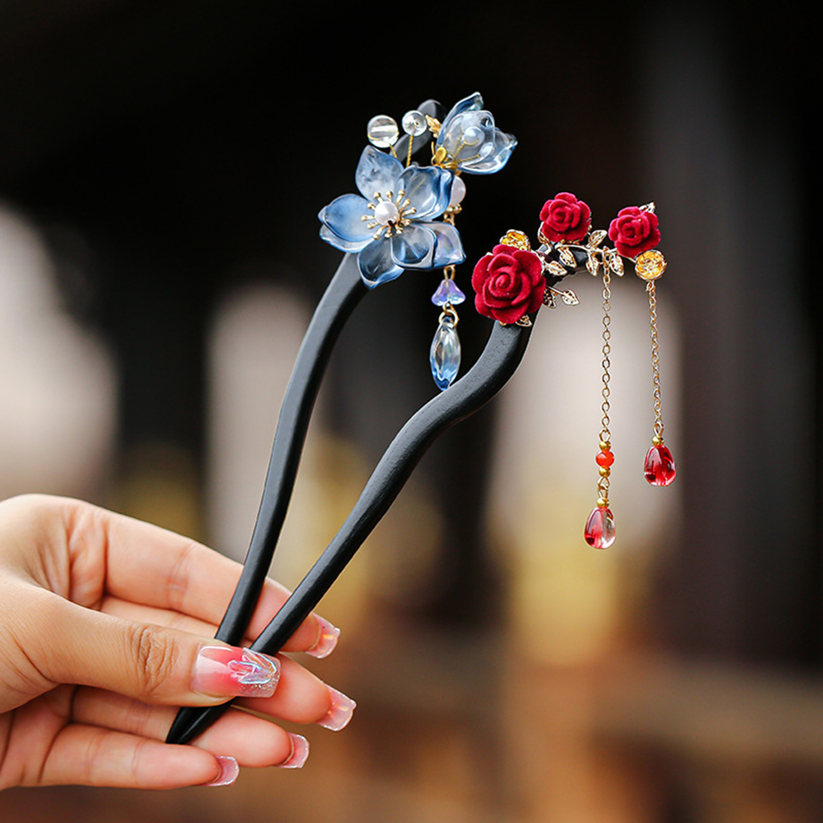 Women Accessories On Sale - Chinese stijl bloem kwastje haarspeld vintage