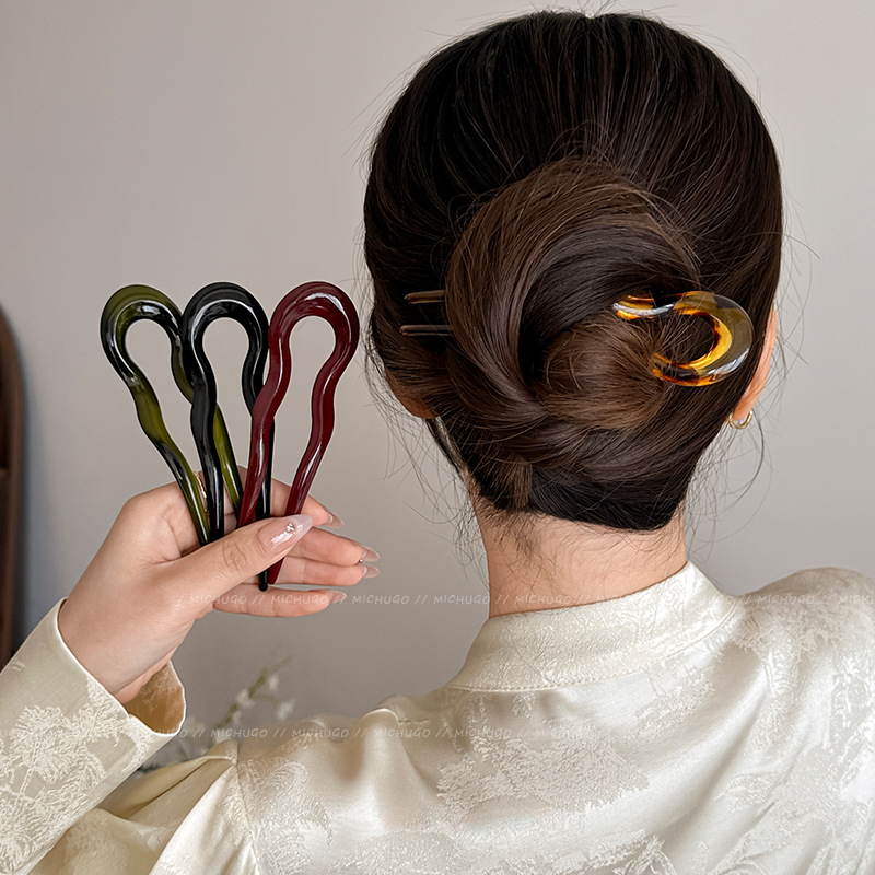 Hair Fork Stick - 2026 U-vormige haarvork Mode Schildpad Acetaat