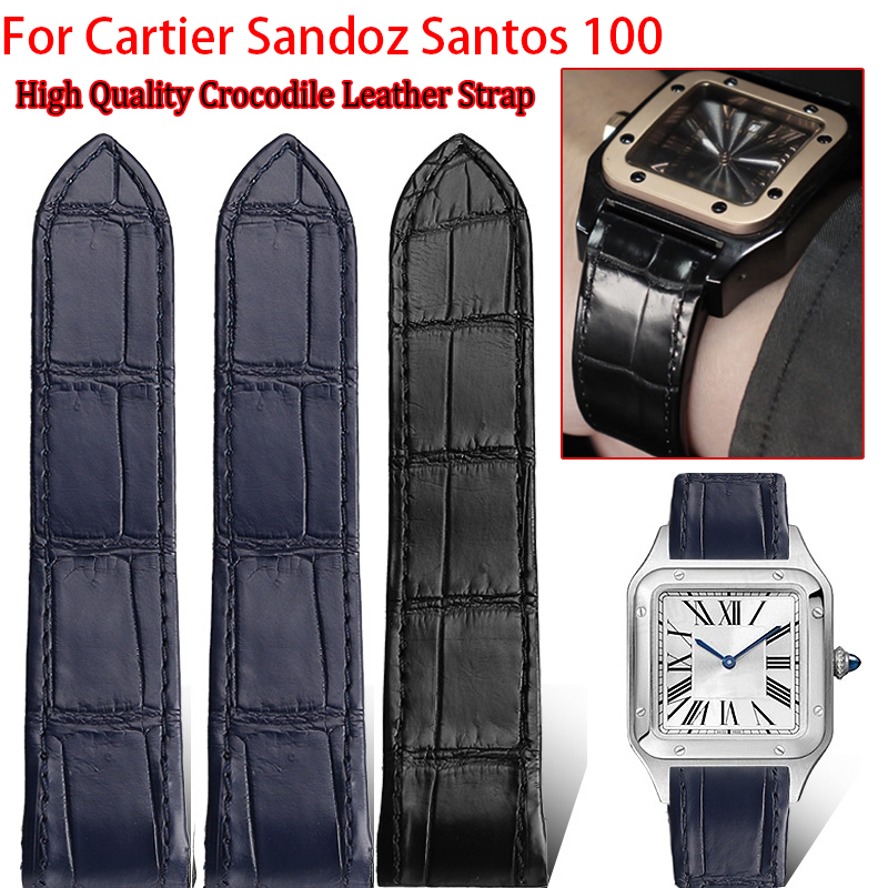 Women'S Accessories Cartier - Krokodil Lederen Horlogeband Voor Cartier Sandoz