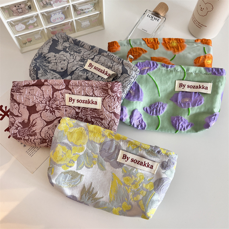 Women Accessories List - Franse Reliëf Bloemen Reizen Cosmetische Opbergtas