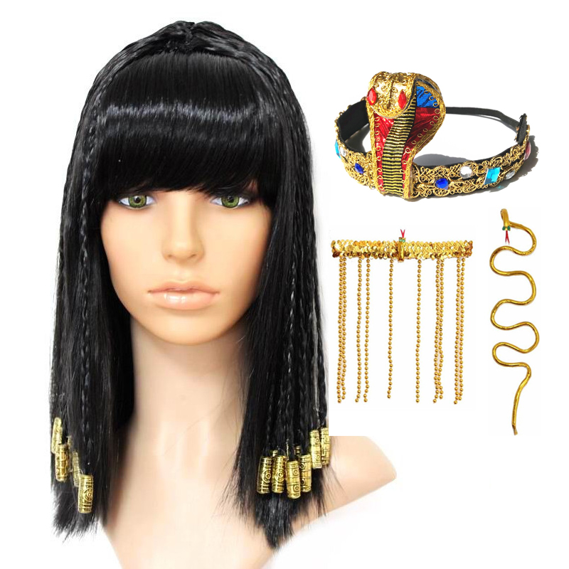 Women Accessories In Egypt - Cleopatra Pruik Vrouw Egypte Koningin Zwart