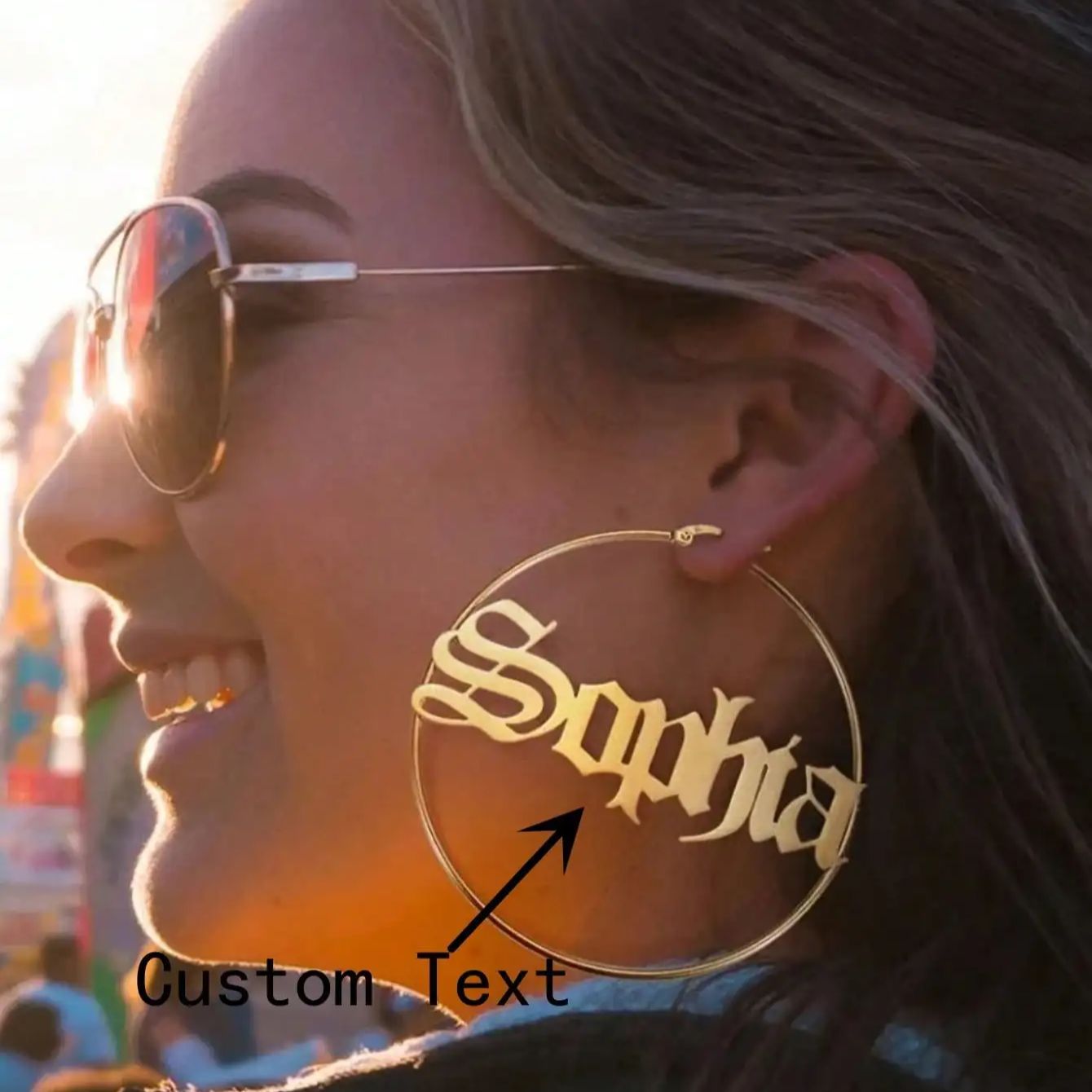 Women Accessories Name In English - Aangepaste oude Engelse naam hoepel oorbellen